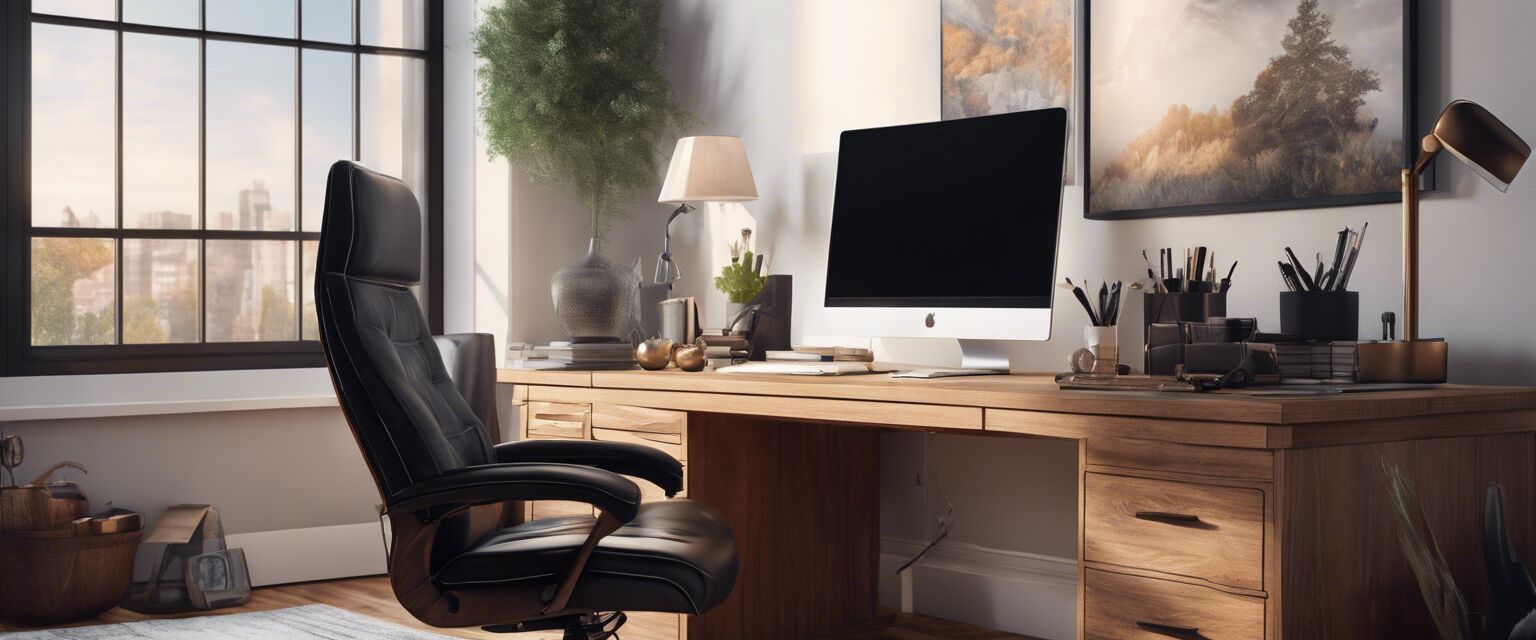 Cozy home office with ergonomic chair