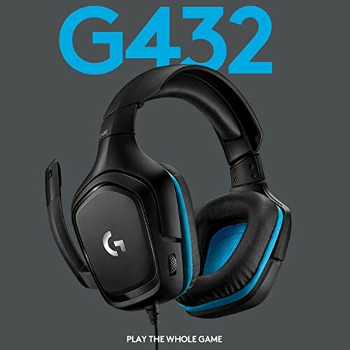 Logitech G432 gaming headset with blue accents