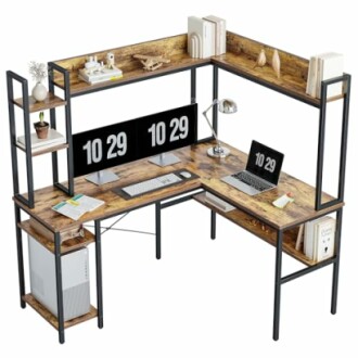 CubiCubi L-Shaped Desk with Hutch