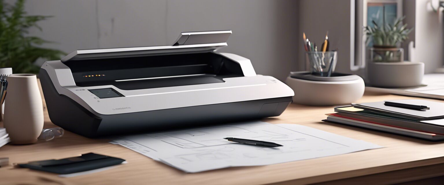 Modern office scanner on desk